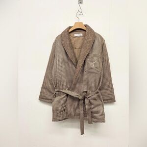 Yves Saint Laurent Tan and Brown Textured Collar Jacket